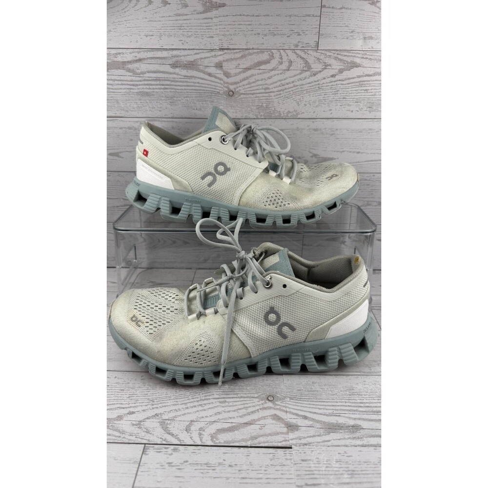 On Cloud X Shift 40.99036 White Teal 7.5B Womens Sneakers Running Shoes #815